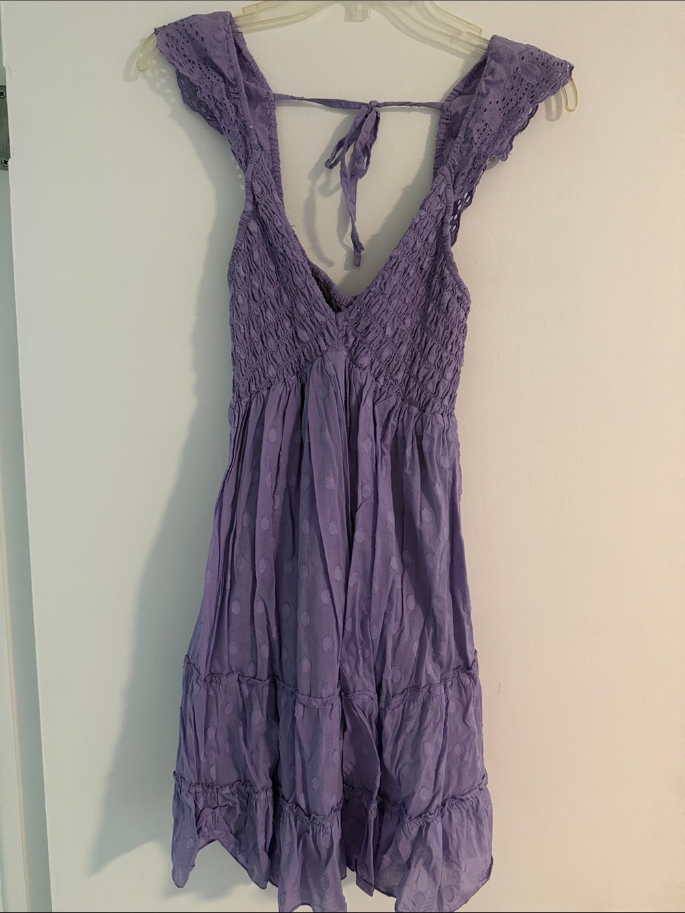 Urban Outfitters Lavender Smocked Tie-Back Chemise Dress